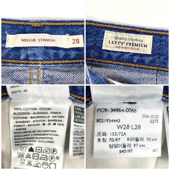 LEVI’S Premium Wedgie Straight High Rise Jeans Distressed in Medium Washed Sz 28 - Picture 6 of 11